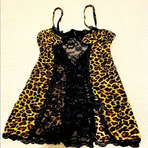 LEOPARD AND LACE CHEMISE. WORE JUST ONCE